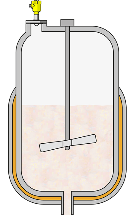 Level measurement in an aluminium powder suspension reactor