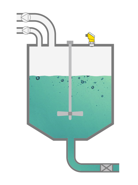 Level measurement in the coating batching tank 